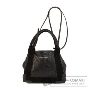 Balenciaga Navy Blue Cabas Leather Handbag